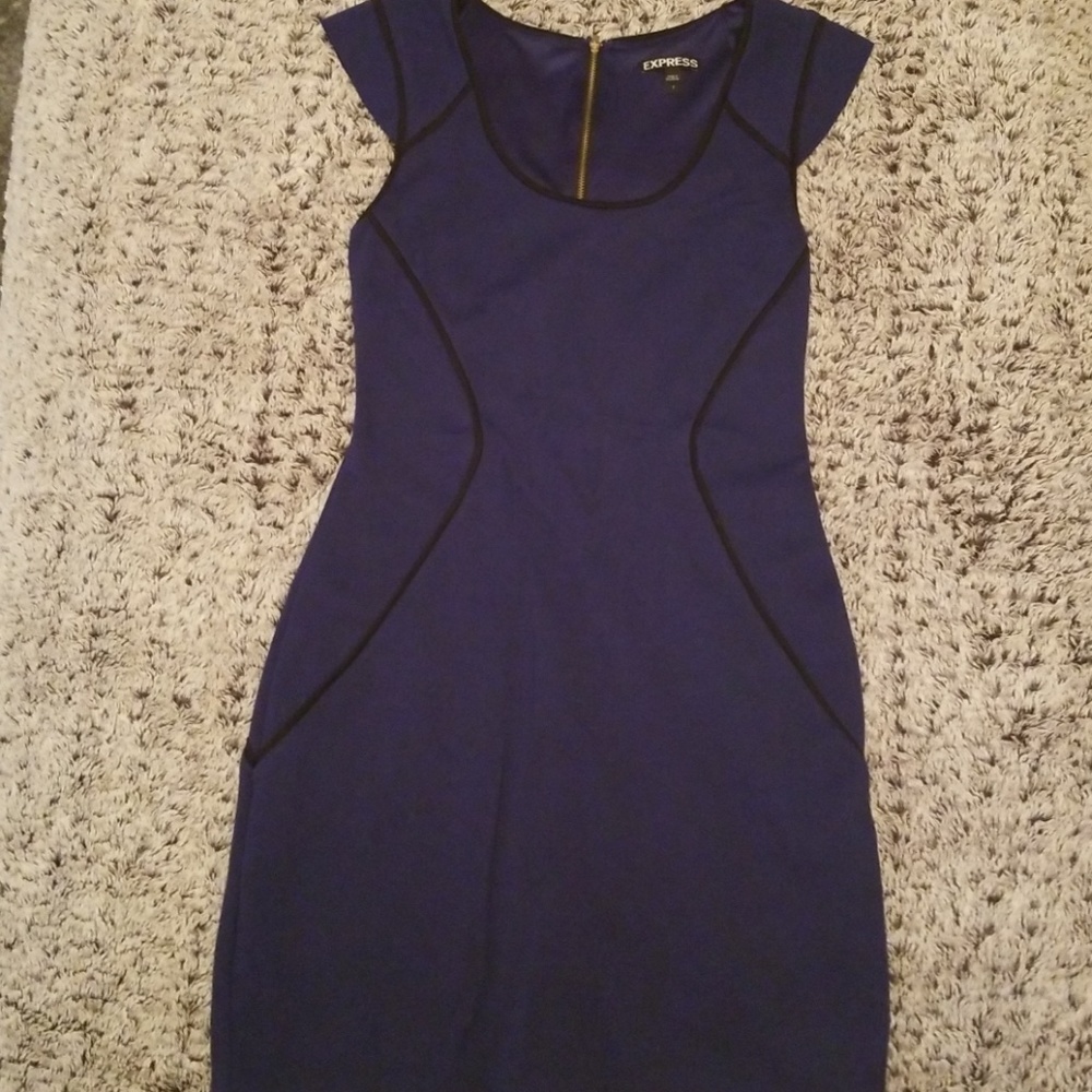 Express navy full back zipper cocktail dress